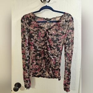 Express Floral Lace Long Sleeve Top